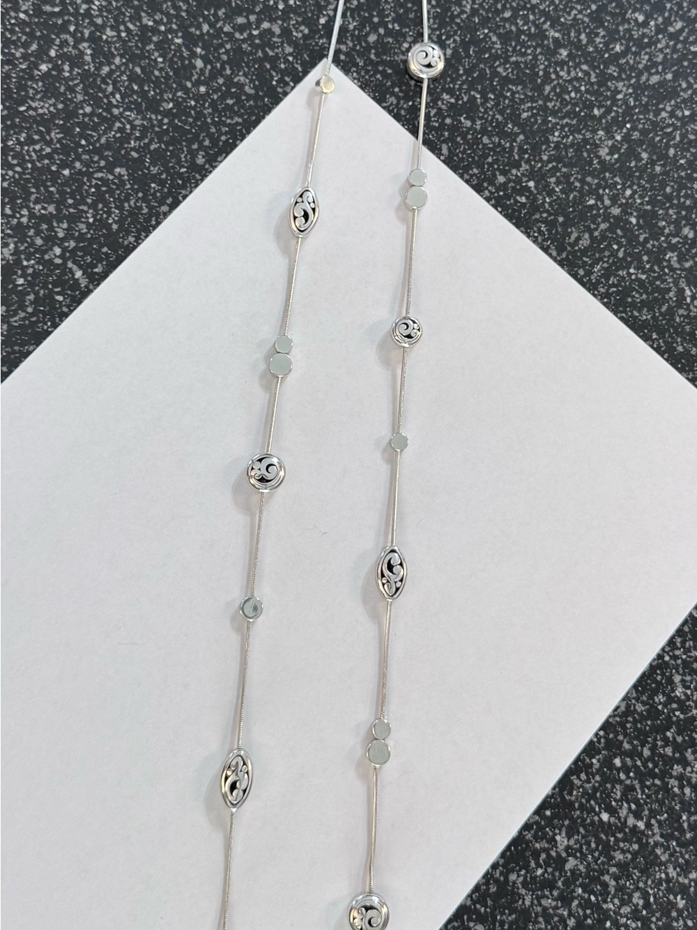 BRIGHTON Silver Tone Women's Long Station Necklace - Silver - Picture 2 of 6